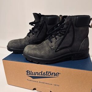 Rustic Black Lace-Up Ankle Boots